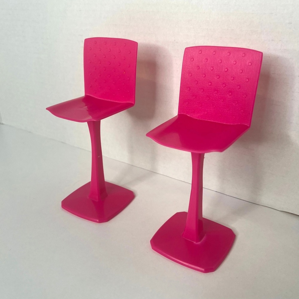 2 Barbie Doll Dream Townhouse House Furniture Pink Kitchen Chair Bar Stools